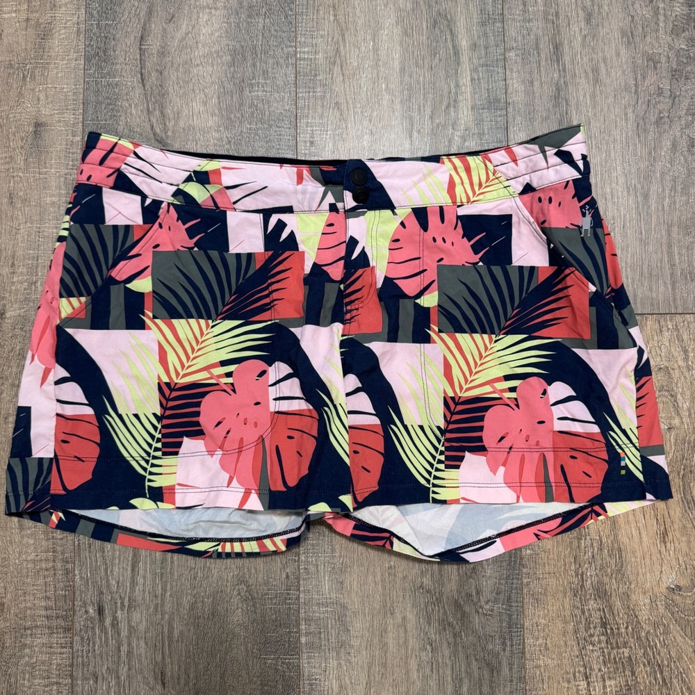 Smartwool Women's Tropical Leaf Print 4" Hike Short Large Wool Blend SW016250
